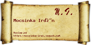 Mocsinka Irén névjegykártya