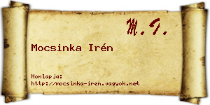 Mocsinka Irén névjegykártya
